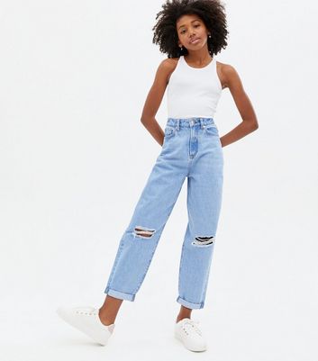 Girls Loose Jeans High Waist Straight Wide Legs Pants Kids Streetwear | eBay